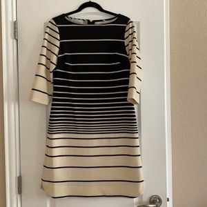 Donna Morgan size 8 sheath dress blue/cream stripe